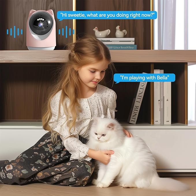 Indoor Camera, Cameras for Home Security,Home Cameras Indoor for Baby&Pet Monitoring,Night Vision,Smart Motion Tracking, Pan360° & Tilt 180°, 3MP Wi-Fi Two-Way Audio (Pink