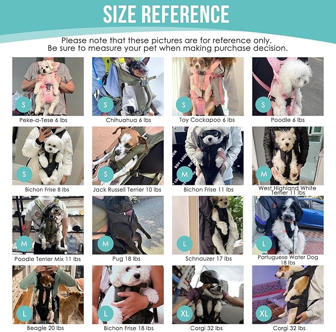 Lukovee Dog Backpack Carrier, Legs Out Easy-fit Dog Front Carrier for Small Medium Dogs, Adjustable Hands Free Dog Chest Carrier for Hiking Cycling (Green-4,Large)