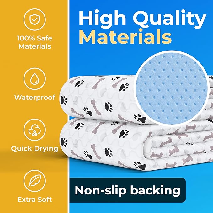 GREEN LIFESTYLE Washable Pee Pads for Dogs - Waterproof Reusable Puppy Pads with Anti-Slip Backing, Pet Training Pad for Puppy Playpen, Crate, Whelping Box, Potty Training (Pack of 48 - 30x34)