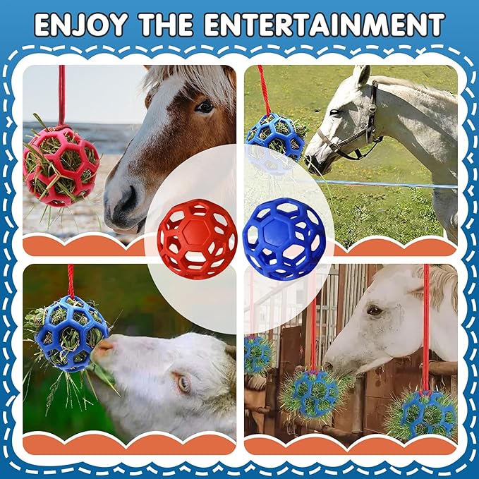 2 Pcs Hay Ball for Horses to Play with, Relieve Stress with This Bright Color Hay Feeder Ball for Horses Goat to Avoid Boredom