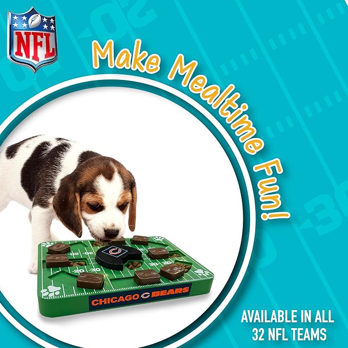 Pets First NFL Chicago Bears Puzzle Toy, Puzzle Treat Dog Toy, Interactive Dog Treat Toy, Dog Puzzle