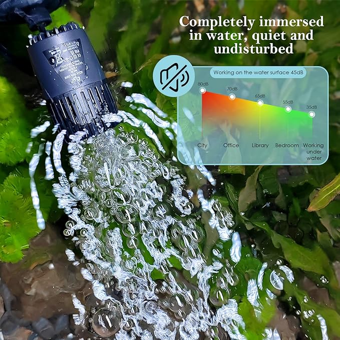 AQQA Aquarium Wave Maker,3W/5W/10W/15W Suction Cup Fish Tank Single Powerhead Pump,110V/60Hz Ultra Quiet Submersible Circulation Pump,360°Adjustable For Freshwater Saltwater Black