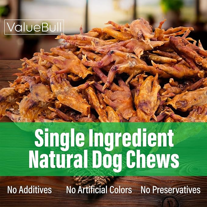 ValueBull Chicken Feet for Dogs, 400 Count Bulk Pack - All Natural Dog Chew, Hip and Joint Chew, Single Ingredient Dog Treat