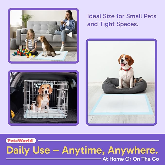 PETSWORLD Puppy Pads, 23x36 Inch, 300 Count - Puppy Pee Pads for Dogs, Tear Resistant, Economy Value, Super-Absorbent Polymer Gel Core, Perfect for Puppies, Smaller Dogs