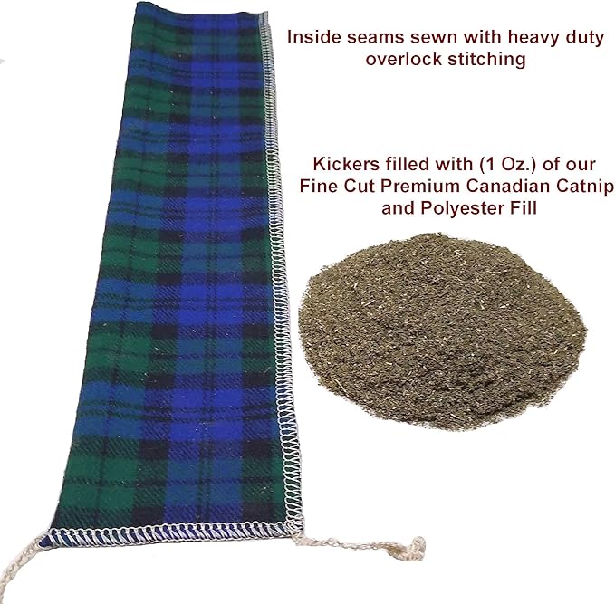 15" Catnip Cat Kicker Toys/Kitty Kick Sticks/Cat-Nip Kick Sticks (Red/Black Flannel) (Kickers Filled with 1 oz Premium Canadian Catnip)