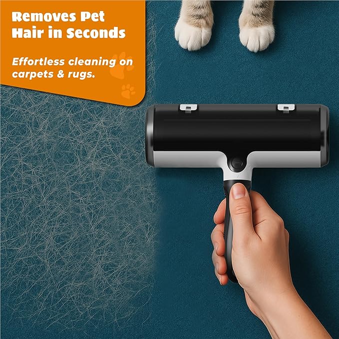 Pet Hair Remover with Fur Collector - Easy to Use Pet Hair Removal Tool - Cat & Dog Hair Remover for Couch, Furniture, Clothes, Bedding, Car - Reusable Lint Roller