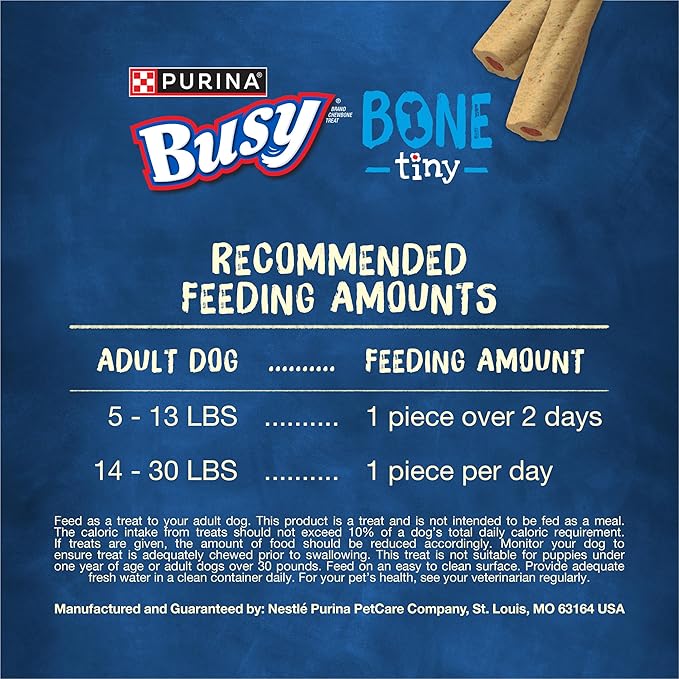 Purina Busy Bone Adult Toy Breed Dog Chew Bone Treats, Tiny - 30 ct. Pouch