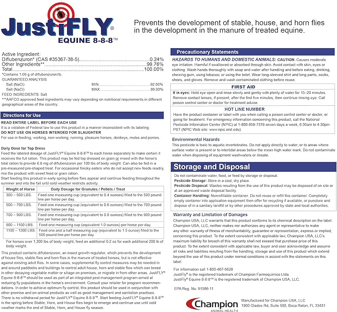 Equine 8-8-8 Fly Control for Horses (10 lb)