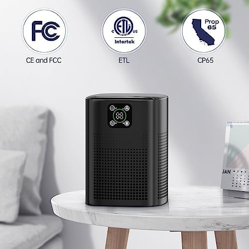 Air Purifiers for pets- Honeyuan H13 HEPA Air Purifier for home, Large Room, Coverage of 600 sqft, Air purifiers with 360°Air Intake, 3 Fan Speeds, 3-Stage Filtration, 24db Sleep Mode, Black