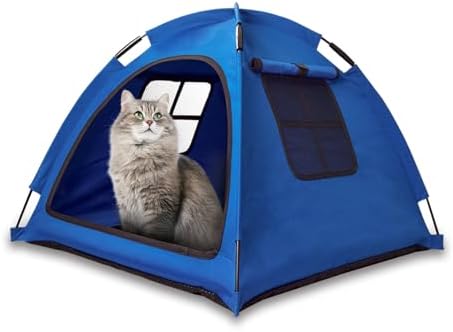 Blue Cat Tent House、Cat's Nest, Portable Indoor/Outdoor Pet Tent House for Cats, Puppies and Other Small Animals