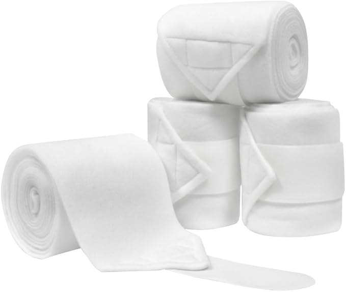 Horse Polo Leg Wraps Soft Fleece Wraps Equestrian Leg Bandage 4-Pack (Cob(8.2ft), White)