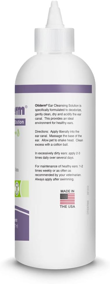 Ear Cleansing Solution with Aloe Vera for Dogs & Cats, Anti-Irritant Formula with Neutral pH and Aloe Vera, Deodorize & Gently Clean - 8 fl oz