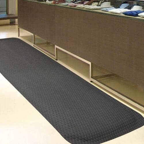 American Floor Mats Hog Heaven Premium 7/8" Black & Yellow Border 3' x 6' Nitrile Backed Anti-Fatigue Comfort Mat