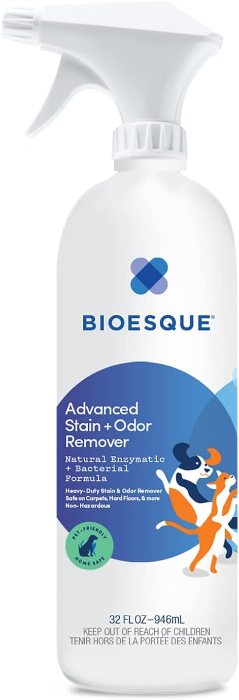 Bioesque Advanced Stain + Odor Remover, Pet-Friendly Natural Enzymatic & Bacterial Formula, Heavy-Duty Stain & Odor Remover, Safe on Carpets, Hard Floors, & More, 32 Fl Oz (Pack of 6)