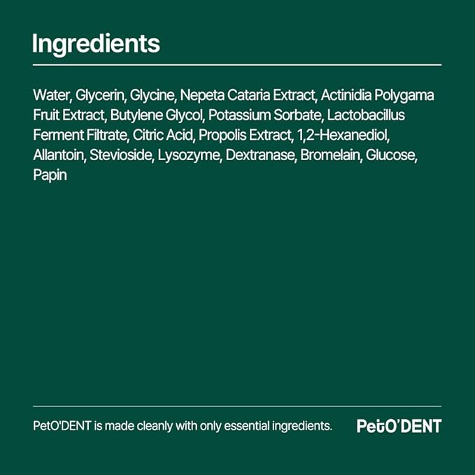 PetO'Dent Dental Water Additive for Cats, Irresistible & Gentle Formula, Hydration, Oral Health, Instant Fresh Breath, Tartar Control, Healthy Gums, 8.45 fl oz/250ml