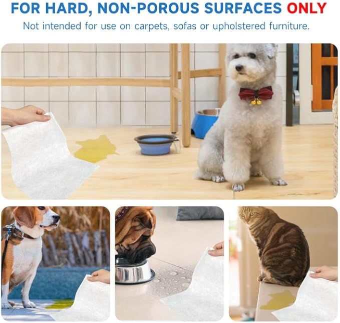 L&W BROS. Easy Clean Pet Quick Absorbent Sheets – Innovative Solution for Mess-Free Cleanup Not Traditional Pee Pads, 12"x10" for Urine and Pet Stain & Odor Remover (50 PCS)