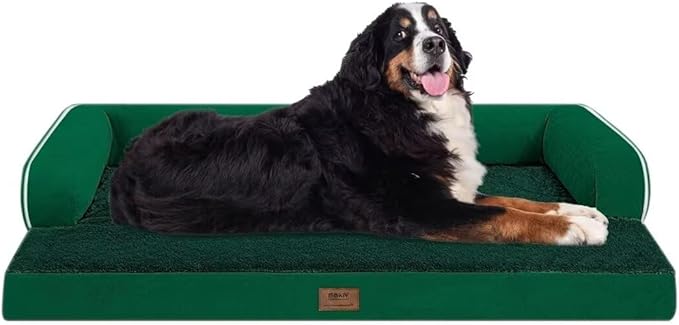 Large Dog Bed Orthopedic Washable Extra XXXLarge Big Dog Bed with Washable Bolster & Memory Foam Couch Sofa - Waterproof with Removable Cover - Emerald