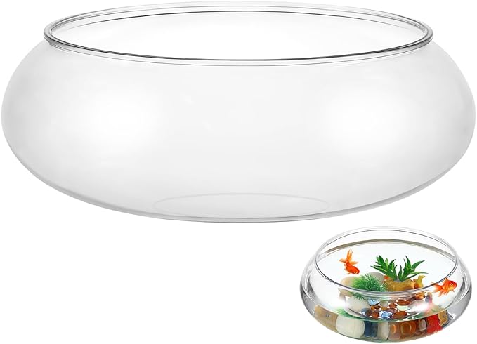 BESPORTBLE Transparent Desktop Aquarium Tank for Betta and Goldfish, 9.52x9.52x3.93 Inch Plastic Fish Bowl, 2800ml Shatterproof Fish Container for Home and Office Decor