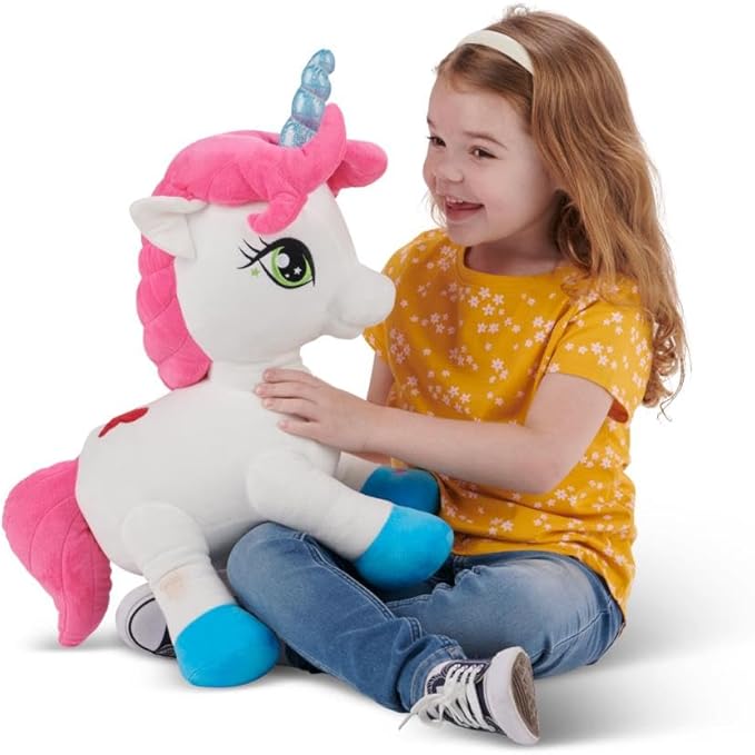 The Large Talk Back Mimicking Unicorn, Cuddly Large 16 Inch Plush Toy Unicorn with Sound Effects and Talking Features, Pink Girl Pony Toy for Girls