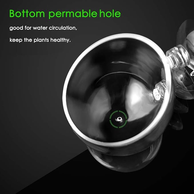 capetsma 2X Crystal Glass Aquatic Plant Pot, Planter, Red Shrimp Live Plants Fish Tank Holder with 4X Suction Cups for Aquarium Aquascape Decoration…