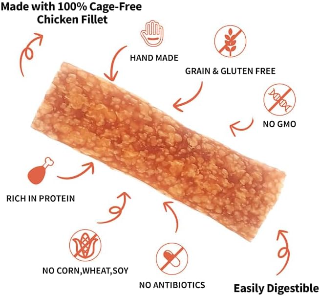 Chicken Dog Chew Chips, Puffed Human Grade Chicken Dog Treat, Rawhide Alternative, Easy to Digest 12pcs/Pack