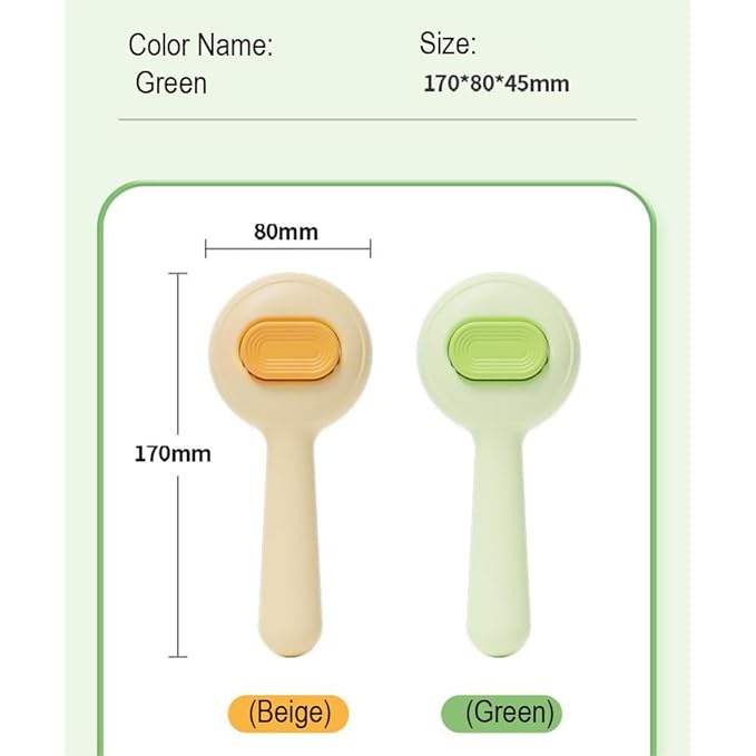 Pet Grooming Brush for Cats & Dogs –Cat Brushes for Indoor Cats,Grooming Brushes With Massage Function for Short & Long Hair, Removes Loose Fur & Undercoat – Self-Cleaning Slicker Brush- Green