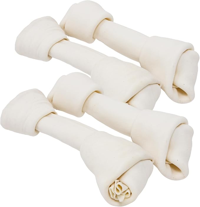 hotspot pets 10 Inch Large Rawhide Dog Bones - Made from Grass Fed Cows - Long Lasting Chews Great for Dental & Oral Care - Bones for Aggressive Chewers & Large Dogs (10 Inch - 4 Count)