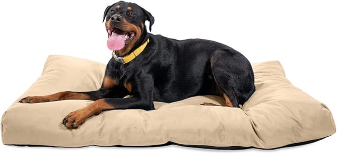 K9 Ballistics Tough Rectangle Pillow XL Dog Bed - Removable Cover, Washable, Durable & Water Resistant Dog Bed Made for X-Large Dogs 54"x38", Sandstone