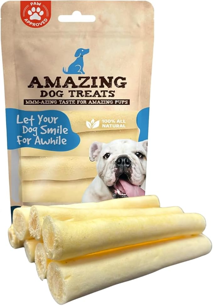Amazing Dog Treats - 6 Inch Cow Tail Dog Chew- Thick - (10 Pcs/Pack) - Premium Quality - Sourced from Grass Fed Cattle - Long Lasting Dog Chew- Rawhide Alternative