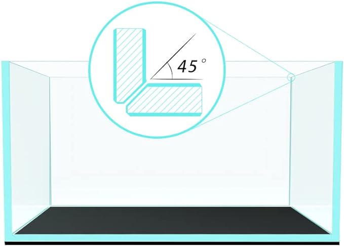 Fzone 3.8gal Shallow Rimless Low Iron Fish Tank Nova Clear Ultra-White 45° Mitered Edges Translucent Glass Anata Series Aquarium w/Black Foam Leveling Mat