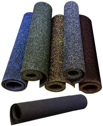 American Floor Mats 1/4in (7mm) Thick 10% Blue 4' x 50' Heavy Duty Rubber Rolls, Protective Exercise Mats, Home Gym Rubber Flooring