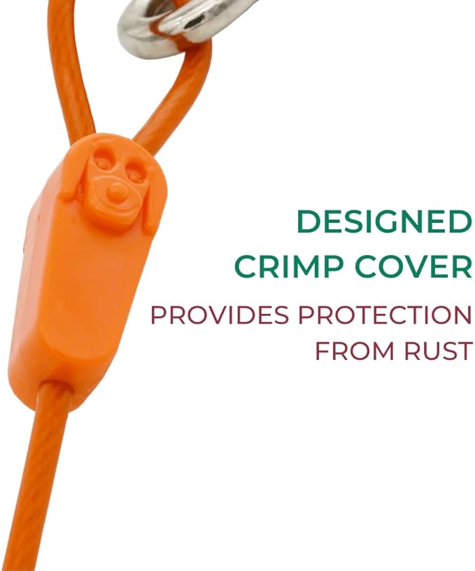 25FT Tie-Out Cables for Dogs - Strong, Safe, and Durable Dog Tie-Outs for Every Breed up to 125 Pounds - Weather and Wear Resistant Galvanized Aircraft Cable for Outside Use