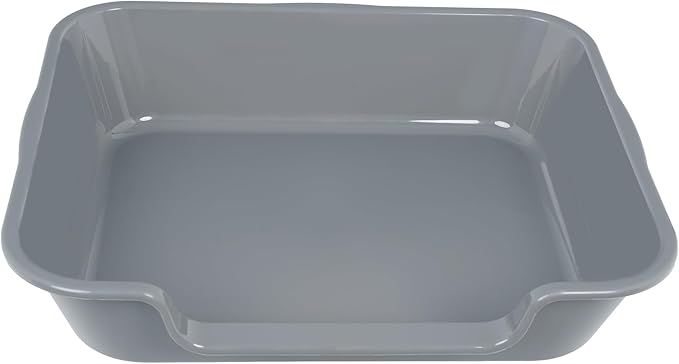 1 Pack of Extra Large Cat Litter Box (ABS Material), Low Entry Senior Litter Pen for Geriatric Kitty Big Cats, Jumbo Pet Safe Litter Boxes Tray for Indoor Pets Potty (Gray, 24" L x 20" W)