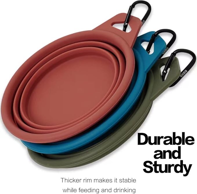 OHMO Large Collapsible Dog Bowls, (2 Pack 27oz/800ml) Premium Silicone Portable Travel Water Food Foldable Bowls Pet Feeding Bowl for Outdoor Camping Hiking