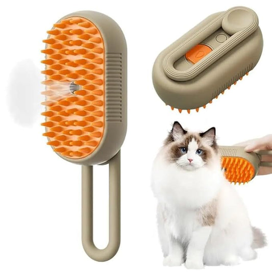 2024 Multifunctional Pet Brush for Detangling and Hair Removal - 3-in-1 Grooming Comb with Massage Function for Cats and Dogs (Khaki)