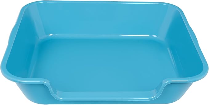 1 Pack of Extra Large Cat Litter Box (ABS Material), Low Entry Senior Litter Pen for Geriatric Kitty Big Cats, Jumbo Pet Safe Litter Boxes Tray for Pets Potty (Light Blue, 24" L x 20" W)