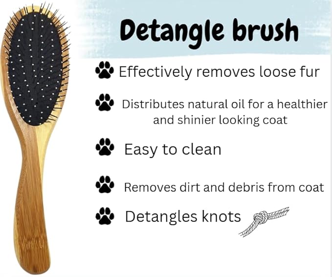 Premium Bamboo Cat Grooming Kit: Cat Brushes for Indoor Cats, Kitten Brush, and Dematting Comb for Long Haired Cats | Bamboo Grooming Supplies with kitten brush