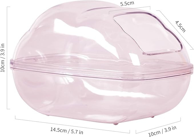 BUCATSTATE Hamster Dust Bath Container Hamster Sand Bath Kit Small Animal Toilet Cage Accessories for Gerbil, Syrian Hamster, Mouse, Rat (Pink, Medium)