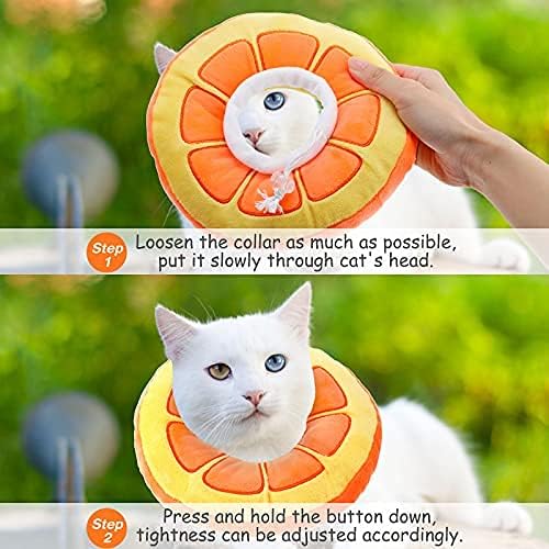 2 Pcs Adjustable Cat Cone Collar Soft Small Cute Cat Recovery Donut Collar After Surgery Orange Watermelon Elizabethan Kitten Neck Cones for Small Dogs Pet, Fruits Shaped, Under 7 lbs