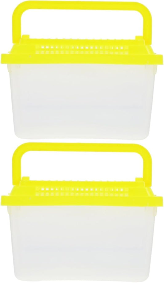 FRCOLOR 2pcs plastic turtle fish tank acrylic reptile cage tortoise habitat Pet Fish Tank Reptile Feeding Tank aquatic turtle tanks and aquariums eamon living habitat mini breeding box