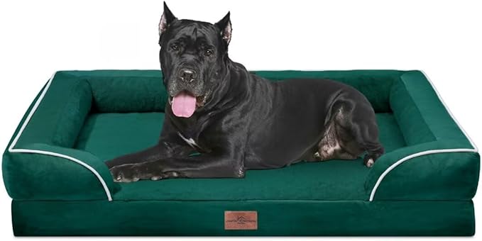 Comfort Expression Orthopedic Dog Bed Waterproof, XXL Dog Beds for Oversized Dogs, Washable Dogs Sofa Bed with Removable Cover & Non-Slip Bottom(XX-Large,Emerald)
