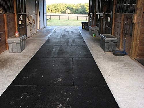 American Floor Tiles - Heavy Duty Stall Tiles - Stable/Horse Tiles - Thick, Durable Rubber Flooring Solid Black 6' x 8' Set 1/2" Thick (12 Tiles Total)