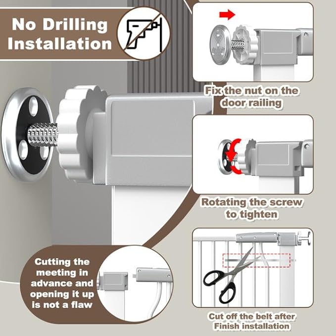 41" Extra Tall and Wide Baby Gate, 74.2-76.7'' Wide Pet Cat Gate for Doorway, Extra Wide Pressure Mounted Child Door with Expansion Kit, Metal Safe Gate, Tall Dog Gate, White