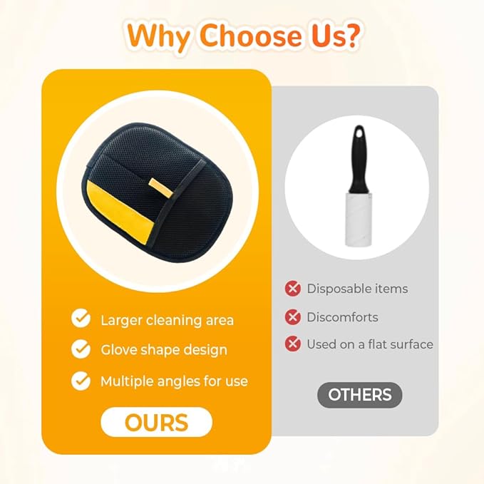 Pet Hair Removal Glove for Cats & Dogs, 2025 Upgrade Pet Hair Remover Glove, Electrostatic Pet Hair Removal Gloves for Dogs and Cats, Reusable Pet Hair Remover Glove (1)