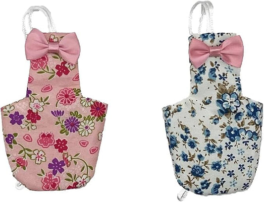 2 PCS Bird Diapers Pink&Blue Pattern Washable Reusable Parrots Nappy for Budgie Parakeet Cockatiel