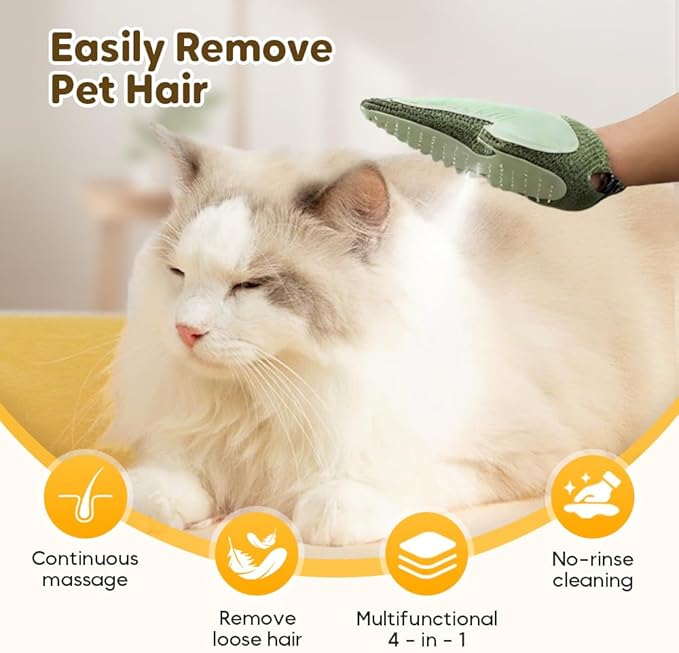 2025 New Pet Hair Removal Glove, Upgrade Electrostatic Pet Grooming Gloves for Cats and Dogs, Efficient Cat Gloves