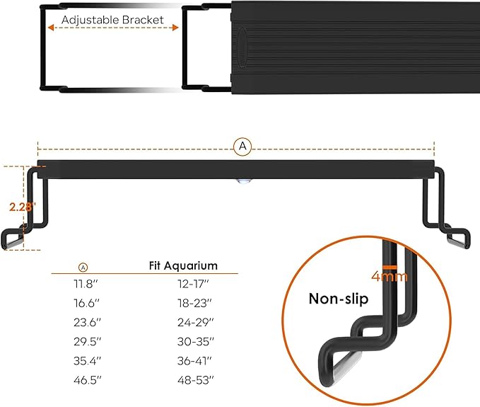 GLOWRIUM LED Aquarium Light with Remote, Full Spectrum Fish Tank Light with Auto Timer, IP67 Waterproof Freshwater Planted Tank Light, Dimmable RGB+W+Moon LEDs with High Performance (36W 48-53inch)