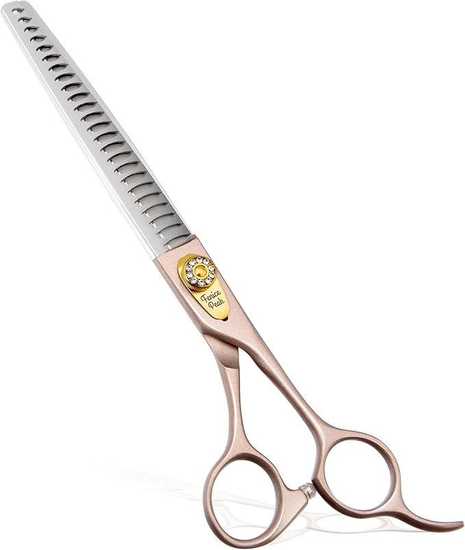 Fenice Peak Thinning Shears for Dogs and Cats Rose Gold Pet Grooming Scissors Chunkers Shears 440C Stainless Steel Professional Dog Trimming Scissors 8''