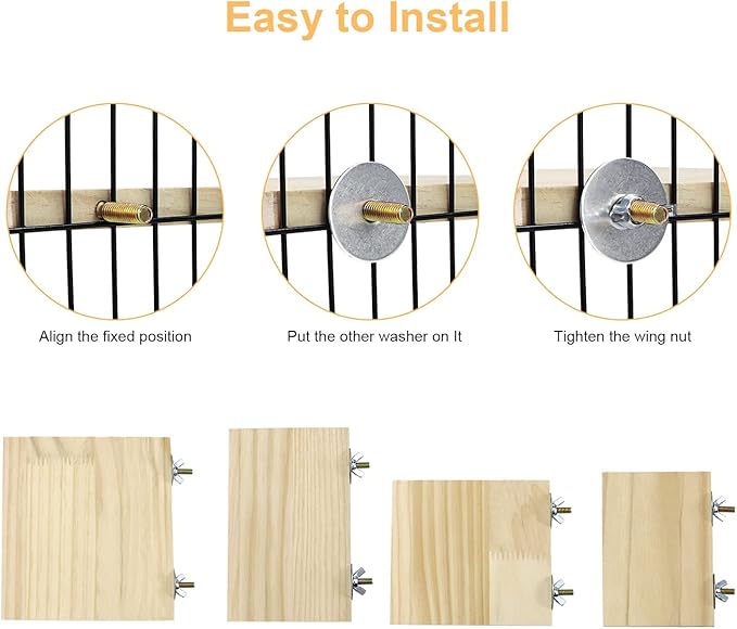 2pcs Bird Perch Platform Flat Stand Beak Paw Grinding Wood for Parrot Parakeet Cockatiel Lovebird Conure Finch Budgie