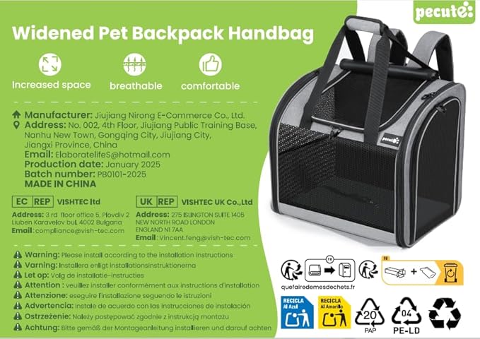 Pecute Cat Backpack with Widened Interior Space, Upgraded Dog Backpack Carrier with Various Ways to Carry, Pet Backpack with Breathable Mesh, Pet Travel Carrier with Soft Padded,Khaki